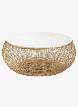 Stolik Cesta złoty - blat marmurowy