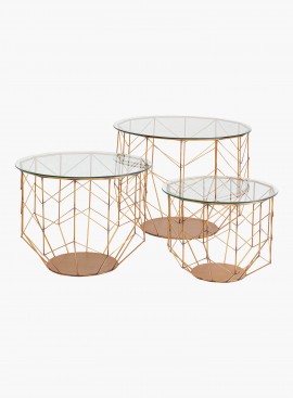 Stolik kawowy Wire Grid miedziany (3/Set)