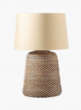 Lampa stołowa Corinn 82cm Rattanowa szaro beżowa