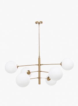 Lampa wisząca Planets 6 szklanych mlecznych kul