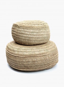 Puf okrągły Seagrass z trawy morskiej o średnicy 60 cm