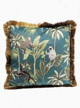 Poduszka dekoracyjna Jungle Fever kolorowa z motywem dżungli z wypełnieniem