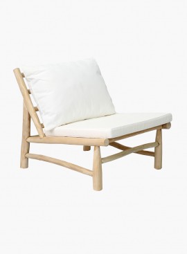 Fotel The Island - Natural White z drewna tekowego z jasnymi siedziskami JACA002NW-70