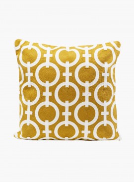 Poduszka dekoracyjna Catena Chain z wypełnieniem, złota w białe wzory