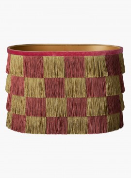 Abażur Gwen Oliwka & Róża owalny z frędzli