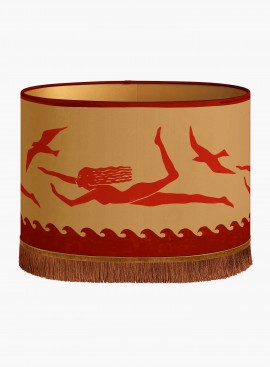 Abażur Tasos Deep Red & Carmel z frędzlami