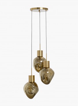 Lampa wisząca Supernova Amber Tre bursztynowe szklane klosze